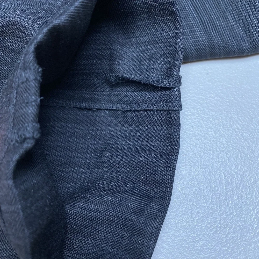 Y2K Banana Republic Dress Pants 32R (32x29 Cuffed) Button Fly Wool Black Stripe